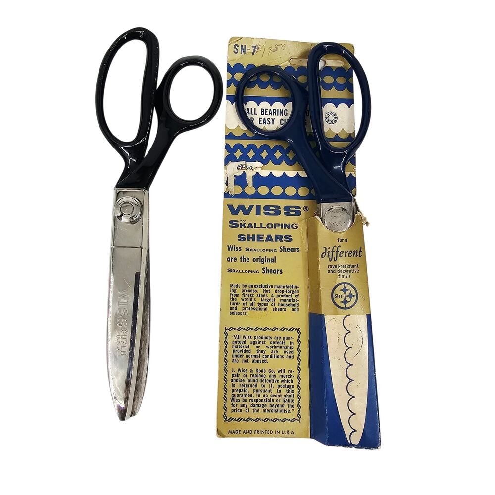 Bundle of 2 Vintage Wiss Pinking Shears CB-7 & CB7LH Pinking Shears Scissors